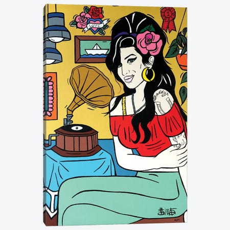 Amy Winehouse II Canvas Print #TBB11} by Talita Barbosa Canvas Art Print