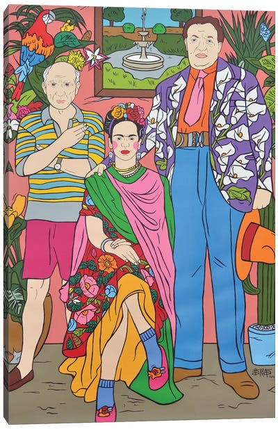 Frida Kahlo, Pablo Picasso and Diego Rivera Canvas Art Print - Van Gogh & Friends