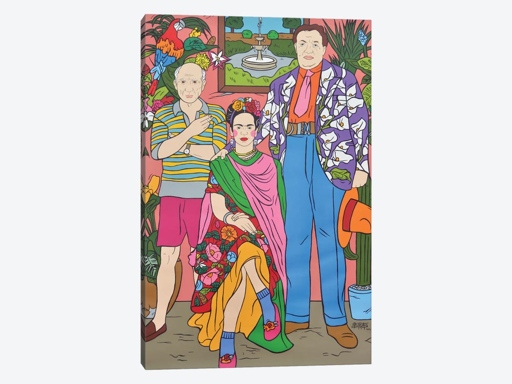 Frida Kahlo, Pablo Picasso and Diego Rivera by Talita Barbosa 1-piece Canvas Art Print