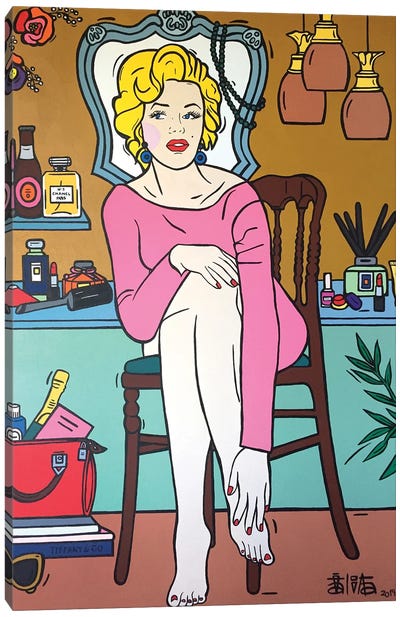 Marilyn Monroe Canvas Art Print - Champagne Art
