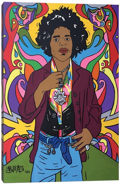 Jimi Hendrix Canvas Art Print - Psychedelic & Trippy Art