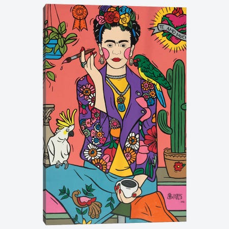 Frida Kahlo IV Canvas Print #TBB7} by Talita Barbosa Canvas Artwork