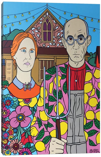 American Gothic Canvas Art Print - American Gothic Reimagined