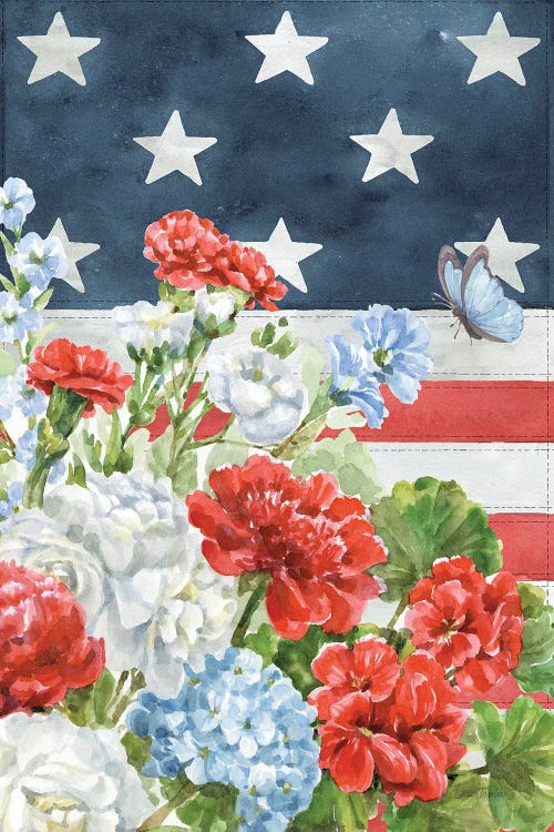 Red White and Blue Floral VI by Leslie Trimbach wall art