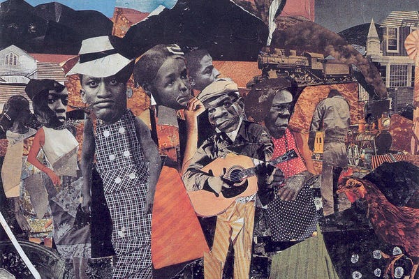 Chickens & Roosters: Watching The Good Trains Go By by Romare Bearden