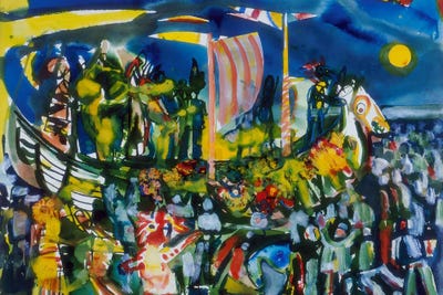 The Carnival Begins Raw by Romare Bearden canvas print