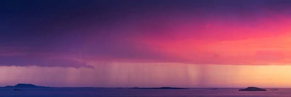 Ocean Sunrises & Sunsets: Rainy Sunset At Sea by Thomas Berge