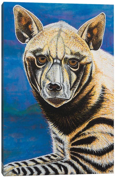 Striped Hyena Canvas Art Print - Teal Buehler