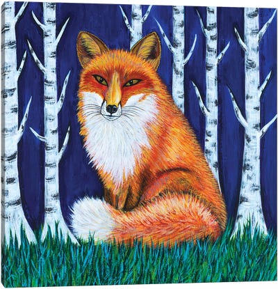 Winter Fox Canvas Art Print - Teal Buehler