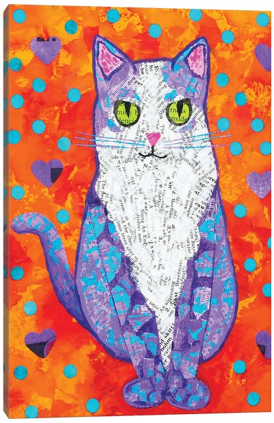 Purple Cat Canvas Art Print - Teal Buehler