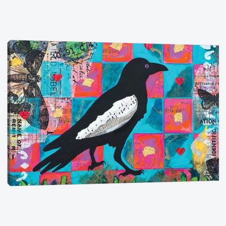 Crow Checkers Canvas Print #TBH116} by Teal Buehler Canvas Wall Art