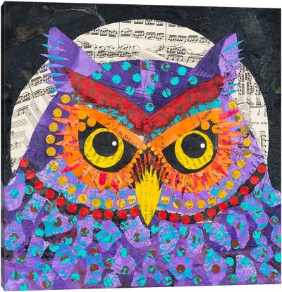 Purple Owl Canvas Art Print - Teal Buehler