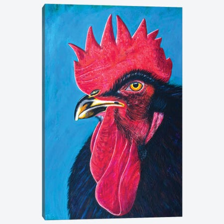 Black Rooster Canvas Print #TBH11} by Teal Buehler Art Print