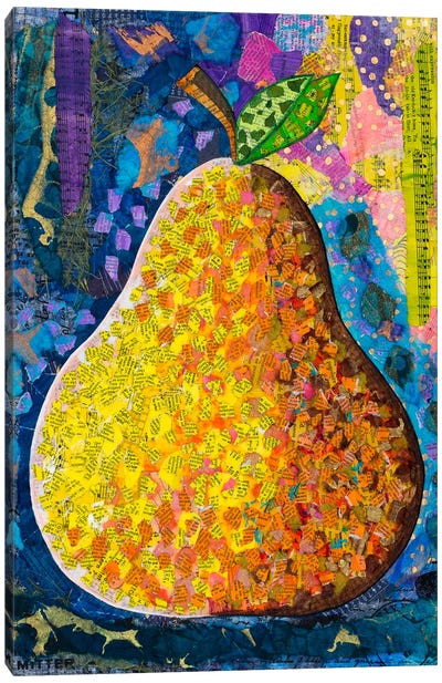 Musical Pear Canvas Art Print - Teal Buehler