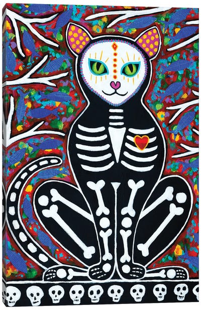 Spirit Cat Canvas Art Print - Teal Buehler