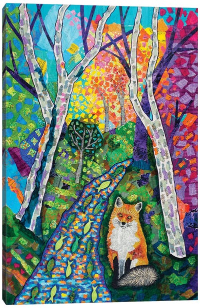 Forest Fox Canvas Art Print - Teal Buehler