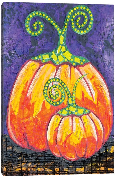 Pumpkins Canvas Art Print - Teal Buehler