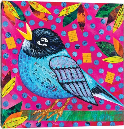 Blue Robin Canvas Art Print - Teal Buehler