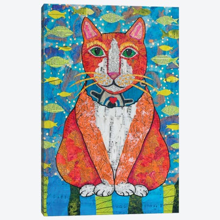 Tangerine Cat Canvas Print #TBH134} by Teal Buehler Canvas Artwork