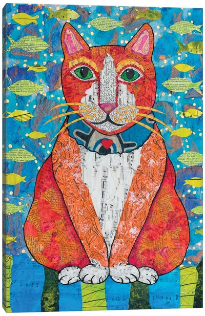 Tangerine Cat Canvas Art Print - Teal Buehler