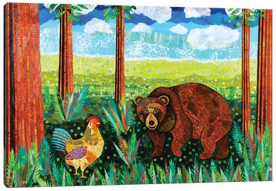 The Secret Spot Of Chicken And Bear Canvas Art Print - Teal Buehler