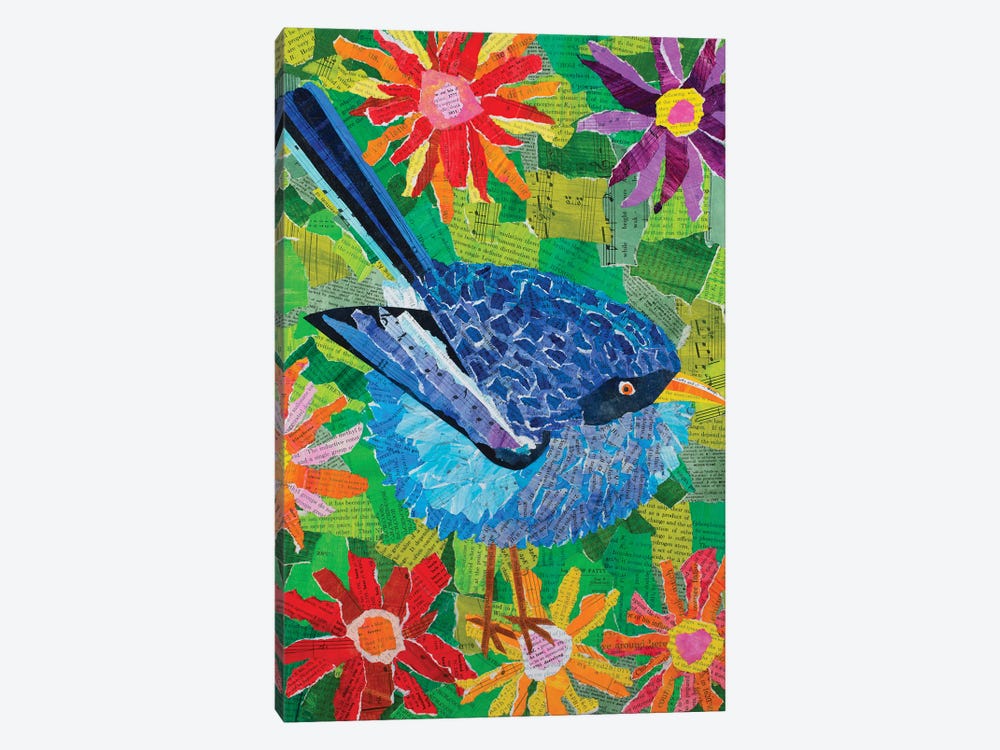 Bluebird In The Flowers by Teal Buehler 1-piece Art Print