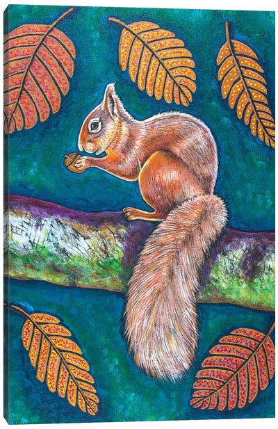 Acorn Harvest Canvas Art Print - Squirrel Art