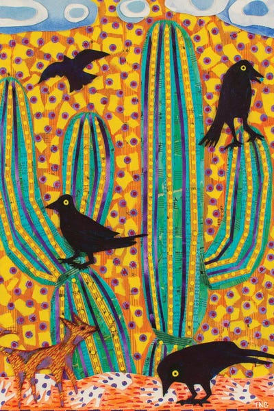 Coyotes: Coyote Playing With Ravens by Teal Buehler