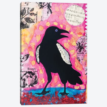 Crow Tunes Canvas Print #TBH28} by Teal Buehler Canvas Wall Art