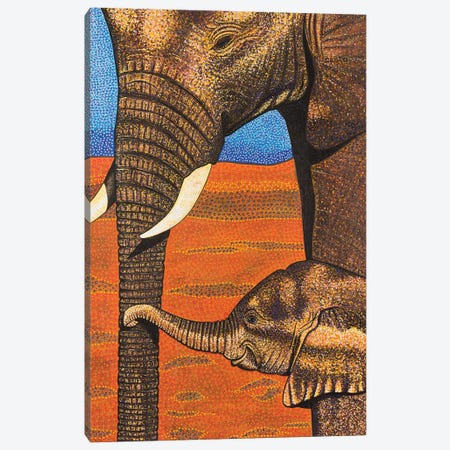 African Elephant With Baby Canvas Print #TBH2} by Teal Buehler Canvas Print