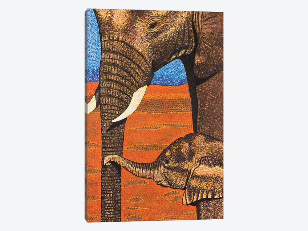 African Elephant With Baby by Teal Buehler 1-piece Canvas Art