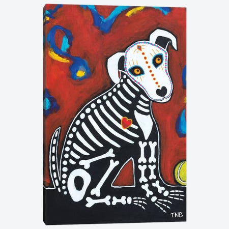 Day Of Dead Dog - Fetch Canvas Print #TBH30} by Teal Buehler Canvas Print