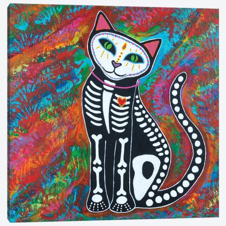 Day Of Dead Cat II Canvas Print #TBH31} by Teal Buehler Canvas Print