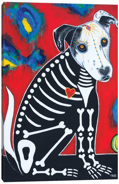 Day Of Dead Dog - Toby Canvas Art Print - Día de los Muertos Art