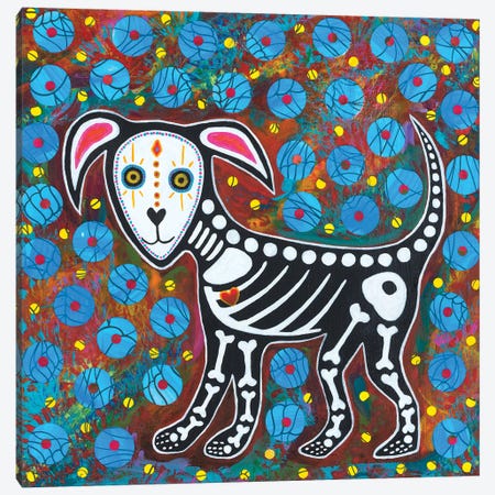 Day Of Dead Dog Canvas Print #TBH33} by Teal Buehler Canvas Art Print