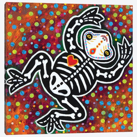 Day Of Dead Frog Canvas Print #TBH34} by Teal Buehler Canvas Wall Art