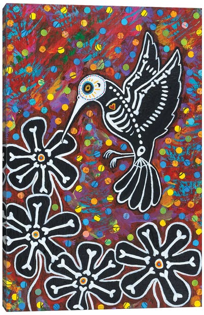 Day Of Dead Hummingbird Canvas Art Print - Teal Buehler