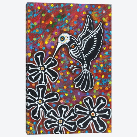 Day Of Dead Hummingbird Canvas Print #TBH35} by Teal Buehler Canvas Wall Art