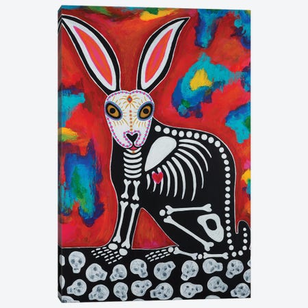 Day Of Dead Rabbit Canvas Print #TBH37} by Teal Buehler Canvas Art