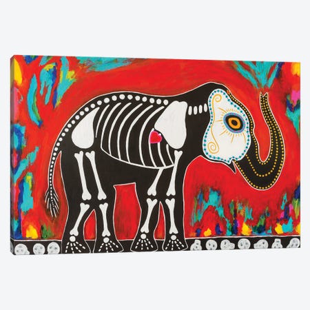 Day Of Dead Elephant Canvas Print #TBH38} by Teal Buehler Art Print