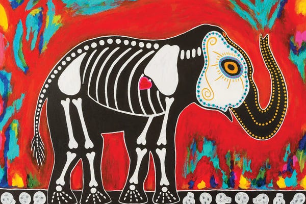 Teal Buehler: Day Of Dead Elephant by Teal Buehler