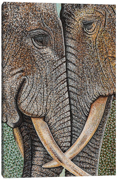 Elephants Never Forget Canvas Art Print - Teal Buehler