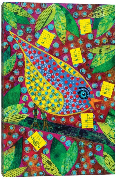 Evening Songbird Canvas Art Print - Teal Buehler