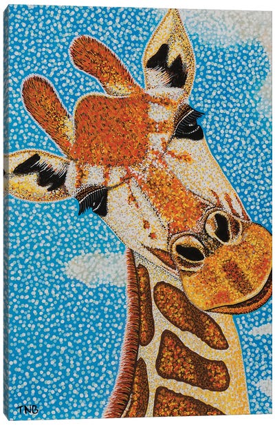 Giraffe Canvas Art Print - Teal Buehler