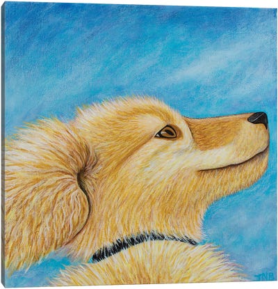 Happy Dog Canvas Art Print - Teal Buehler