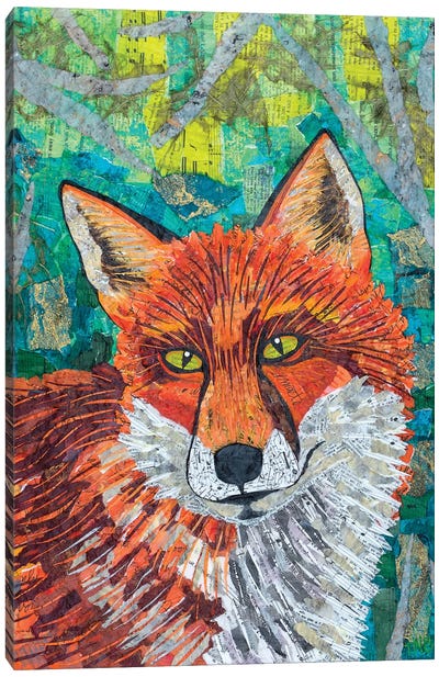 Lone Fox Canvas Art Print - Teal Buehler