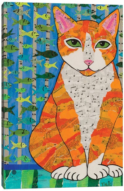 Marmalade Cat Canvas Art Print - Teal Buehler