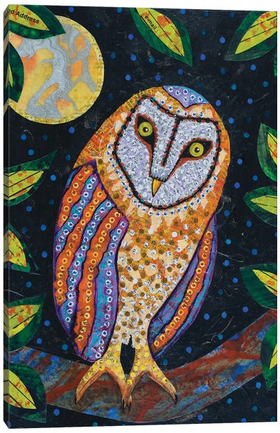 Midnight Owl Canvas Art Print - Teal Buehler