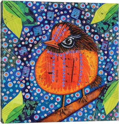Baby Bird Canvas Art Print - Teal Buehler