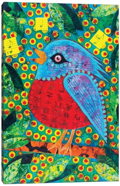 Morning Songbird Canvas Art Print - Teal Buehler